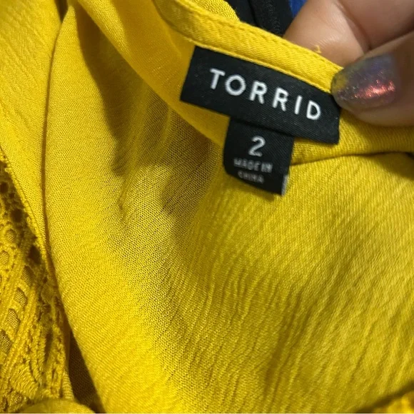 Torrid Mustard Lace Detail Blouse - Picture 8 of 8